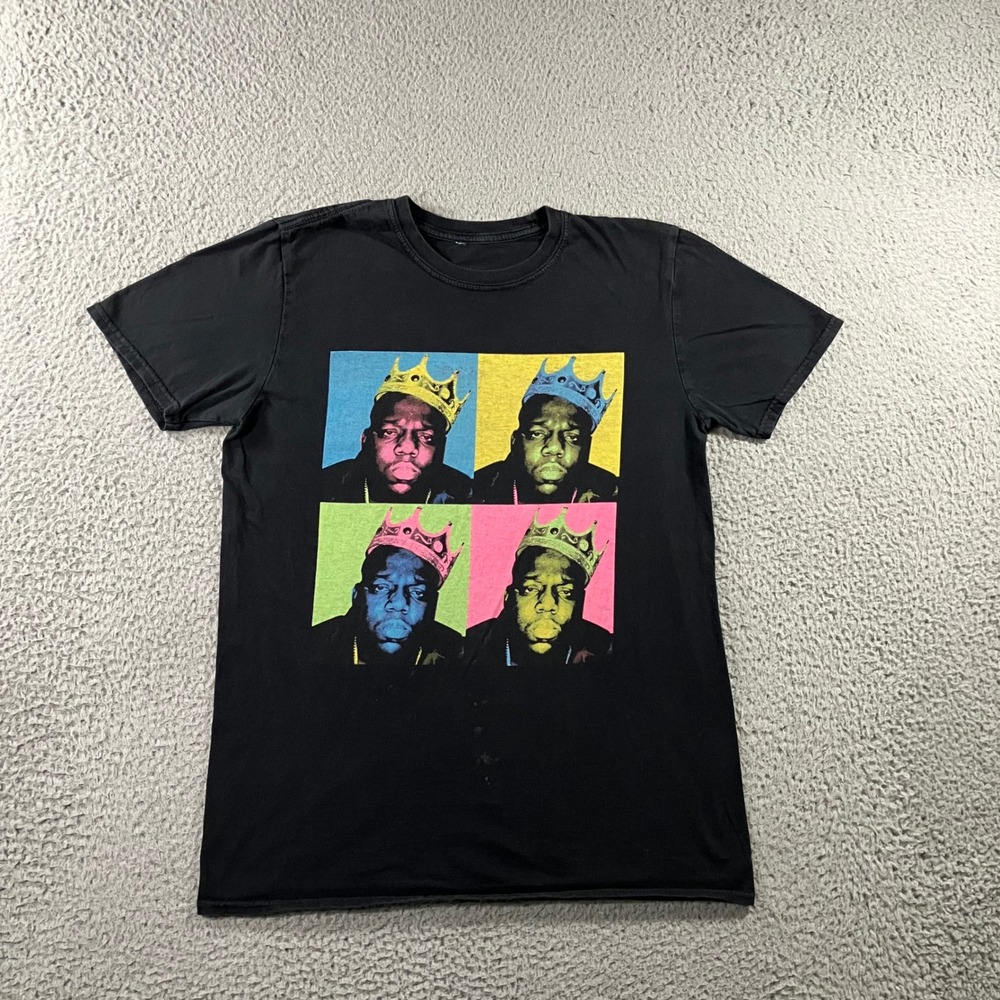 Notorious BIG Graphic T-Shirt Men M Black Pop Art Crown Thrashed Hip Hop Tee